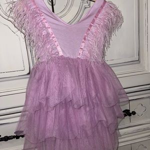 Lavender tulle and feather dress toddler girl